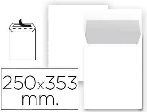 Envelope liderpapel n.10 bolsa folio prolongado branco 250x353 mm tira de silicone pack de 25 unidades , Liderpapel , 58642 , 8423473586420